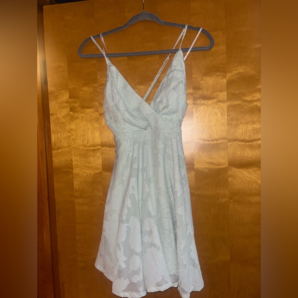 Lulus Mint Green Floral Textured Skater Dress – Spaghetti Strap Fit & Flare